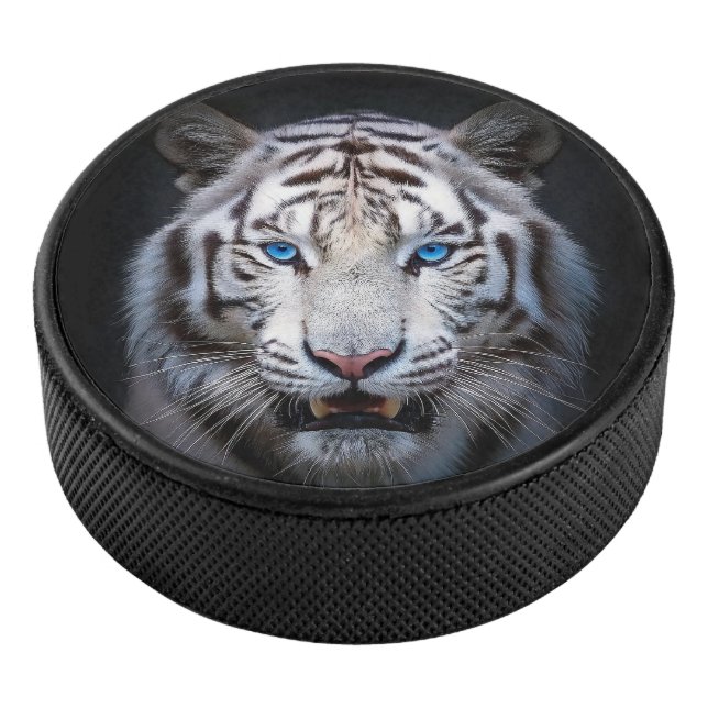 Weißer Tiger Blaue Augen Eishockey Puck (3/4)