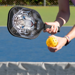Weißer Tiger Blaue Augen Pickleball Schläger