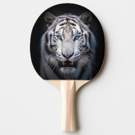 Weißer Tiger Blaue Augen Tischtennis Schläger