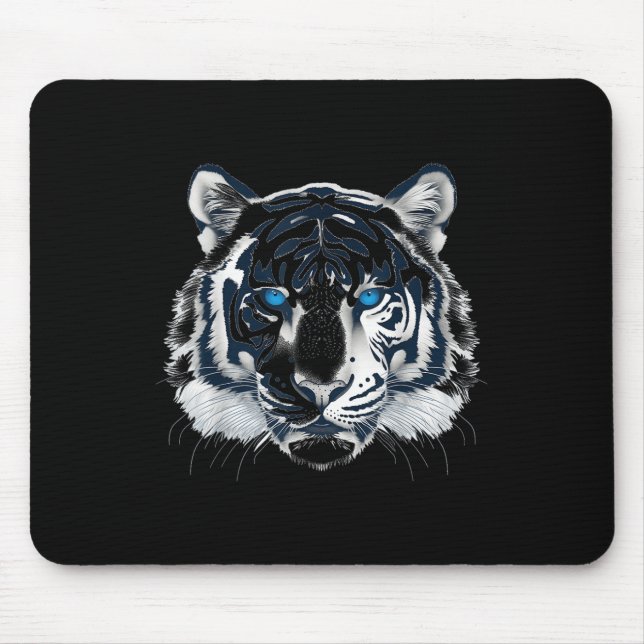 Weißer Tiger Blaue Augen Wildkatze Tier _1 Mousepad (Vorne)