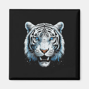 Weißer Tiger Blaue Augen Wildkatze Tier Magnet