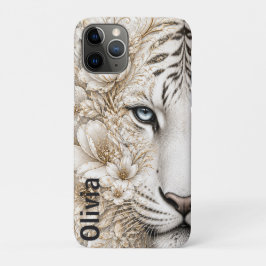 Weißer Tiger-Blumenkunst mit blauen Augen Case-Mate iPhone Hülle