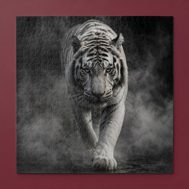 Weißer Tiger, der durch Rauch geht Puzzle (Von Creator hochgeladen)