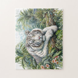 Weißer-Tiger-Dschungel-Aquarell-Puzzle Puzzle