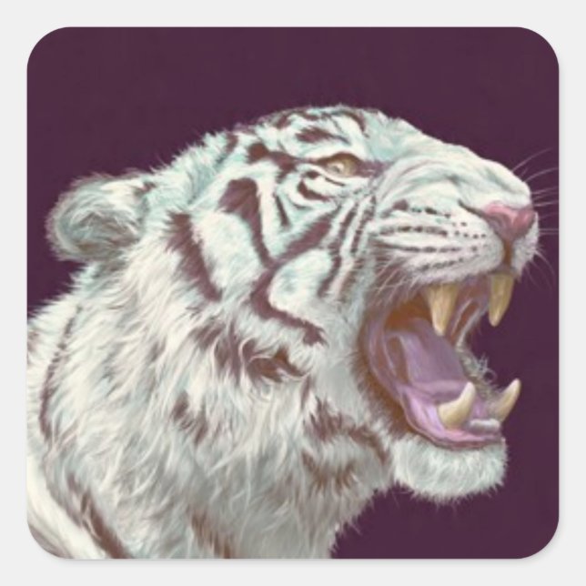 Weißer Tiger – Furchteinflößende Pose – Sticker (Vorderseite)