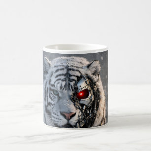 Weißer Tiger futuristischer Sci-Fi-Wächter-Becher Kaffeetasse