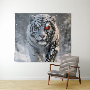 Weißer Tiger futuristischer Sci-Fi-Wandtapete Wandteppich