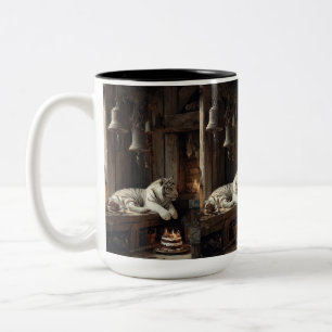 Weißer Tiger Geburtstags-Mug – Rustikales Kerzenli Zweifarbige Tasse