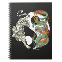 Weißer Tiger gegen grüner Drache im Yin Yang