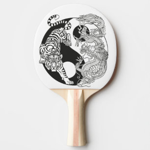 Weißer Tiger gegen grüner Drache im Yin Yang Pi Tischtennis Schläger