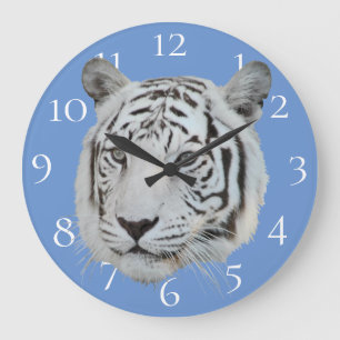 Weißer Tiger Große Wanduhr