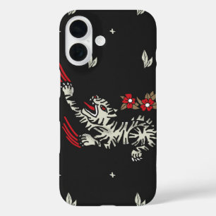 Weißer Tiger im Tattoostil mit Rückenlehne iPhone 16 Hülle