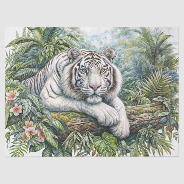 Weißer Tiger im üppigen Dschungel  Seidenpapier (Vorderseite)