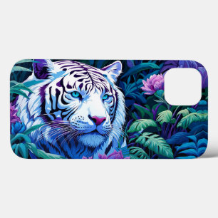 Weißer Tiger in violetten Blumen Case-Mate iPhone Hülle
