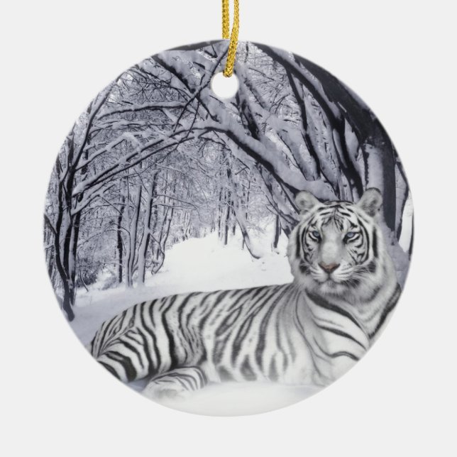 WEISSER TIGER KERAMIKORNAMENT (Vorne)