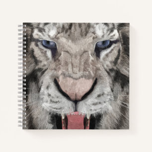 Weißer-Tiger-Kopf-Wildlife-Ästhetik Notizbuch