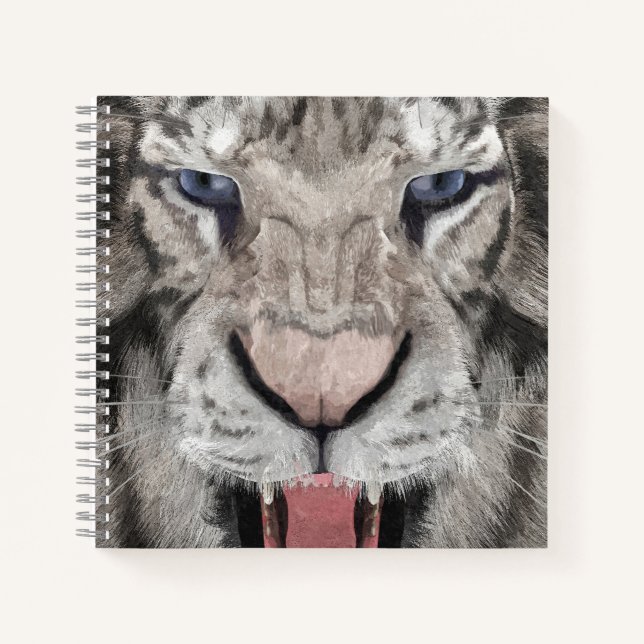 Weißer-Tiger-Kopf-Wildlife-Ästhetik Notizbuch (Vorderseite)