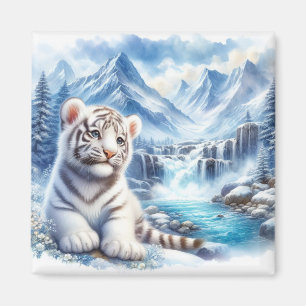 Weißer Tiger-Kühlschrankmagnet, Schneetiger Magnet