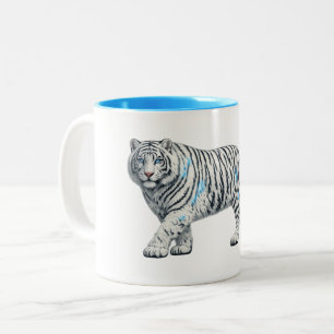 Weißer Tiger Kunst-Mug - Doppelseitiger Druck Zweifarbige Tasse