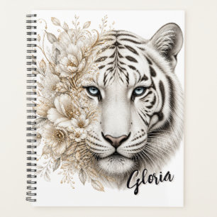 Weißer Tiger mit blauen Augen - Blumenkunst Planer