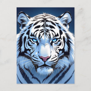 Weißer Tiger mit blauen Augen Hallo sagen Postkarte