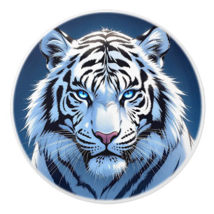 Weißer Tiger mit blauen Augen Keramikknauf