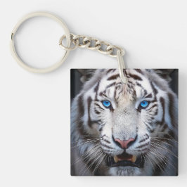 Weißer Tiger mit blauen Augen Schlüsselanhänger