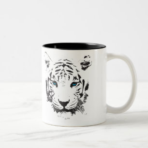 Weißer Tiger mit blauen Augen Zweifarbige Tasse