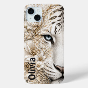 Weißer Tiger mit blauer Augen - Florale Kunst Case-Mate iPhone Hülle