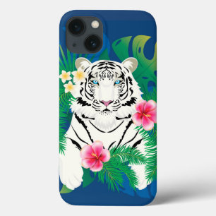 Weißer Tiger mit tropischen Blätter Case-Mate iPhone Hülle