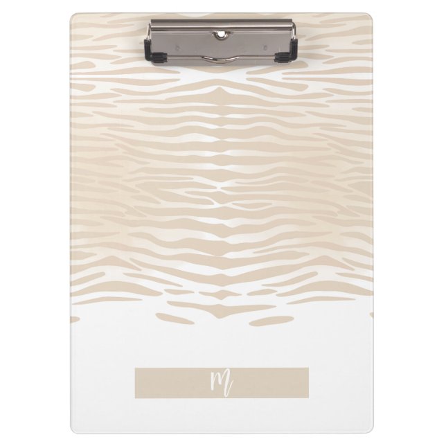 Weißer Tiger Monogramm Klemmbrett (Vorderseite)
