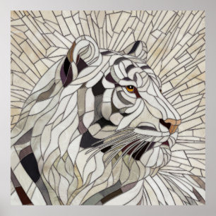 Weißer Tiger - Mosaikkunst aus Glas Poster