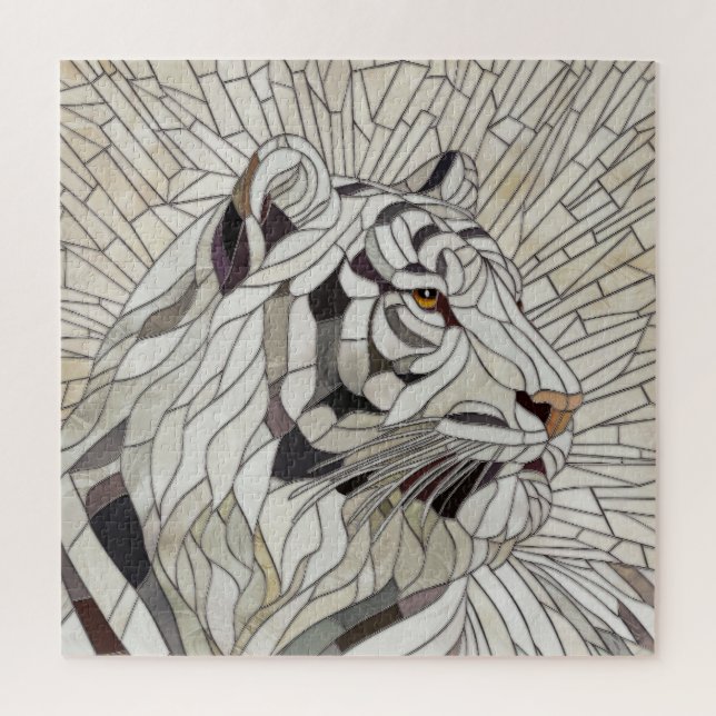 Weißer Tiger - Mosaikkunst aus Glas Puzzle (Vertikal)