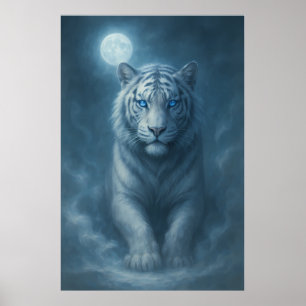 Weißer Tiger – Mystische Fantasy-Darstellung – Man Poster