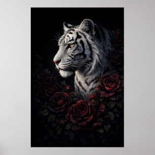 Weißer-Tiger-Porträt – Ruhige Macht und Stiller Bl Poster
