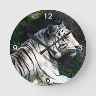 Weißer Tiger Runde Wanduhr