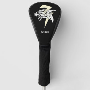 Weißer Tigerkopf und schwarzer Untergrund Golf Headcover