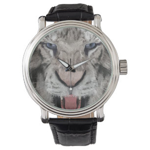 Weißer Tigerkopf Wildtier Ästhetik Armbanduhr