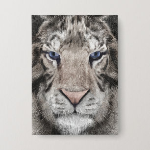 Weißer Tigerkopf Wildtier Ästhetik Button
