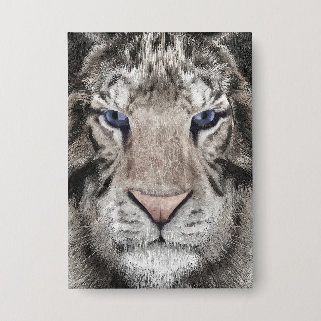 Weißer Tigerkopf Wildtier Ästhetik Button (Vorderseite)