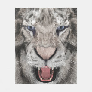 Weißer Tigerkopf Wildtier Ästhetik Fleecedecke