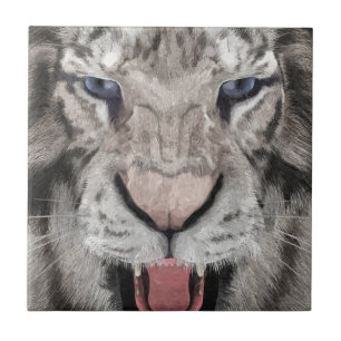 Weißer Tigerkopf Wildtier Ästhetik Fliese