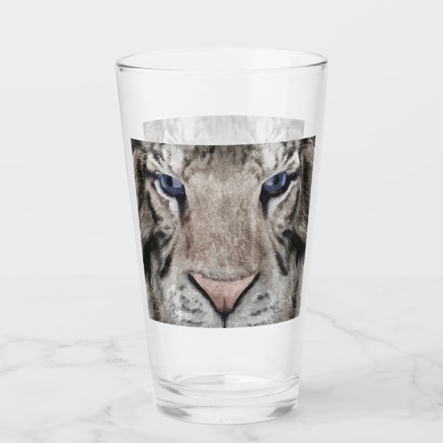 Weißer Tigerkopf Wildtier Ästhetik Glas (Vorderseite)