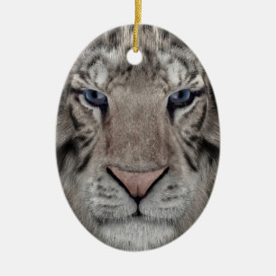 Weißer Tigerkopf Wildtier Ästhetik Keramik Ornament