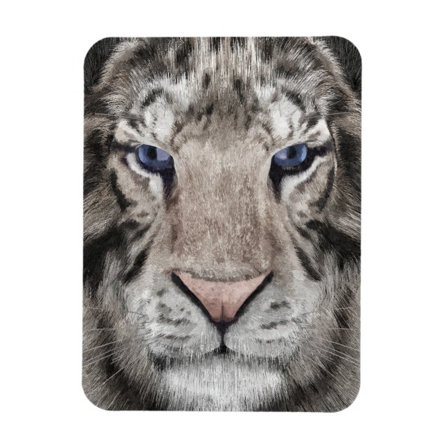 Weißer Tigerkopf Wildtier Ästhetik Magnet (Vertikal)