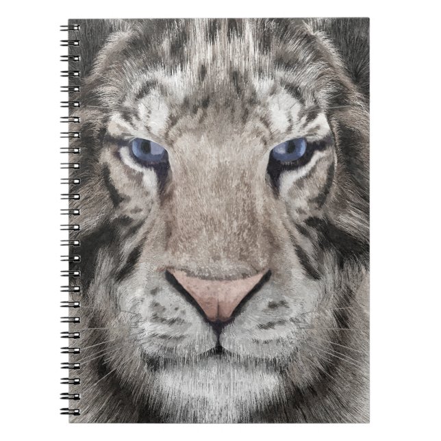 Weißer Tigerkopf Wildtier Ästhetik Notizblock (Vorderseite)
