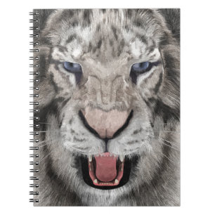 Weißer Tigerkopf Wildtier Ästhetik Notizblock