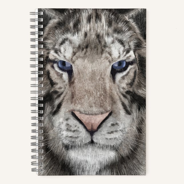 Weißer Tigerkopf Wildtier Ästhetik Notizbuch (Vorderseite)