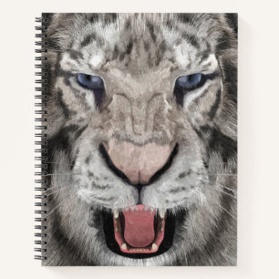 Weißer Tigerkopf Wildtier Ästhetik Notizbuch