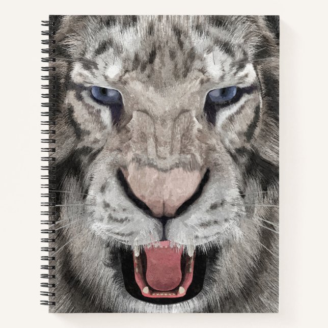 Weißer Tigerkopf Wildtier Ästhetik Notizbuch (Vorderseite)
